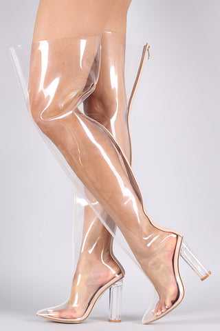 Stylish Clear Transparent Thick High Heels Platform Slipper