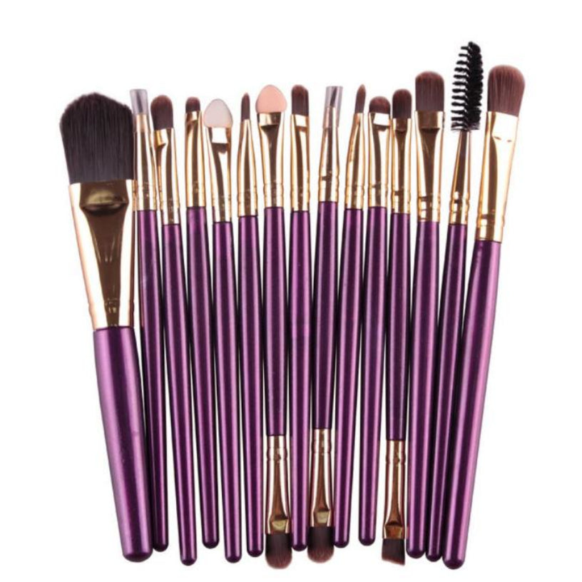 Great Quality Cosmetic Professional 15 pcs/Sets Eye Shadow Brush Foundation Eyebrow Lip Brush Makeup Brushes