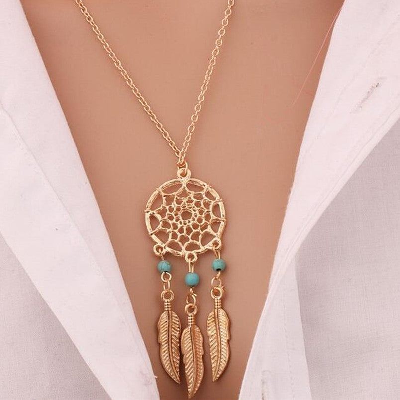 women's retro Bohemia dreamcatcher pendant chain necklace