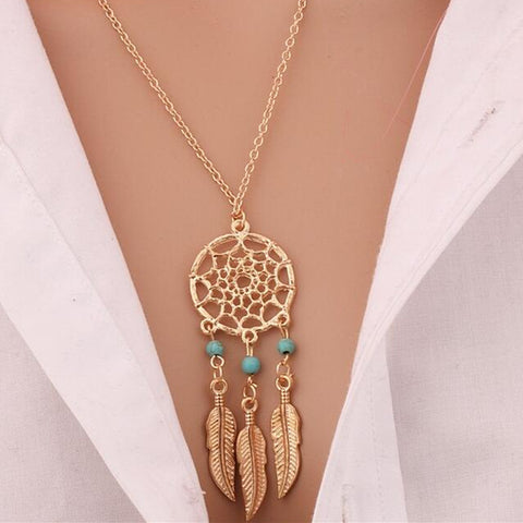 Womens Long Chain Leaf Necklace