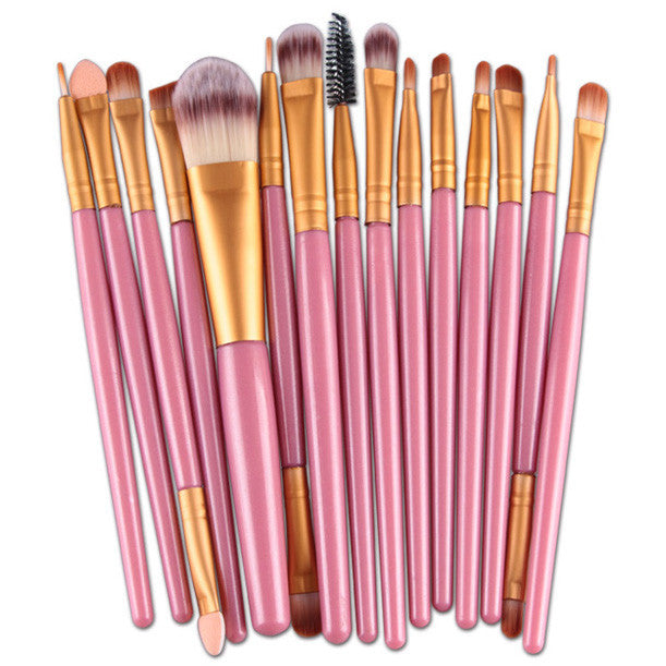 Great Quality Cosmetic Professional 15 pcs/Sets Eye Shadow Brush Foundation Eyebrow Lip Brush Makeup Brushes