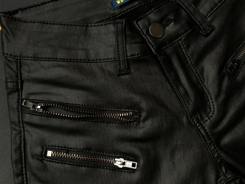 Sexy Women Faux Leather Bodycon Black Stretch Zipper Pants