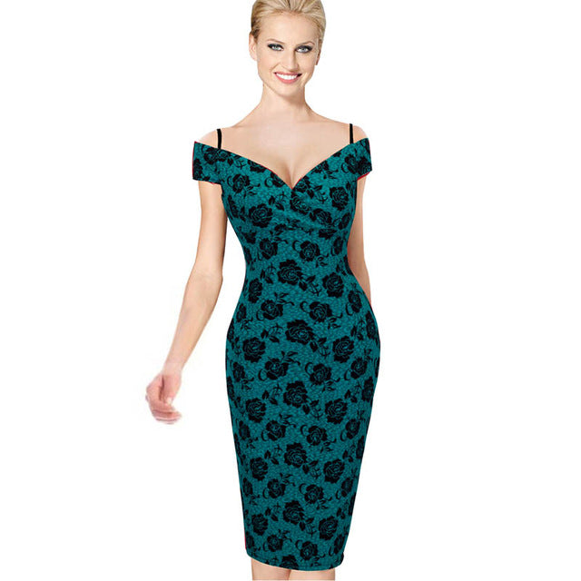 Stylish Elegant Bodycon Midi Formal Dress