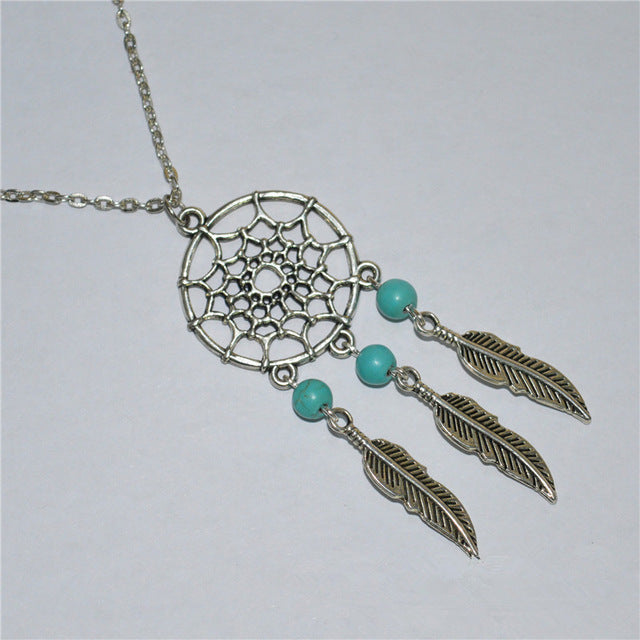 women's retro Bohemia dreamcatcher pendant chain necklace