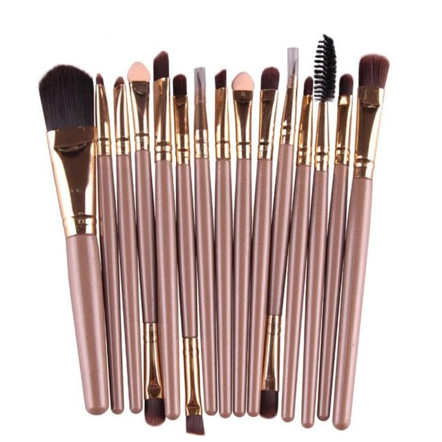 Great Quality Cosmetic Professional 15 pcs/Sets Eye Shadow Brush Foundation Eyebrow Lip Brush Makeup Brushes