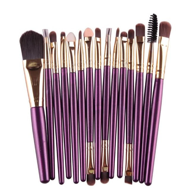 Great Quality Cosmetic Professional 15 pcs/Sets Eye Shadow Brush Foundation Eyebrow Lip Brush Makeup Brushes
