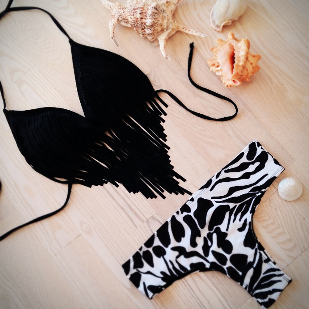 Sexy Black & white Leopard Bikini set