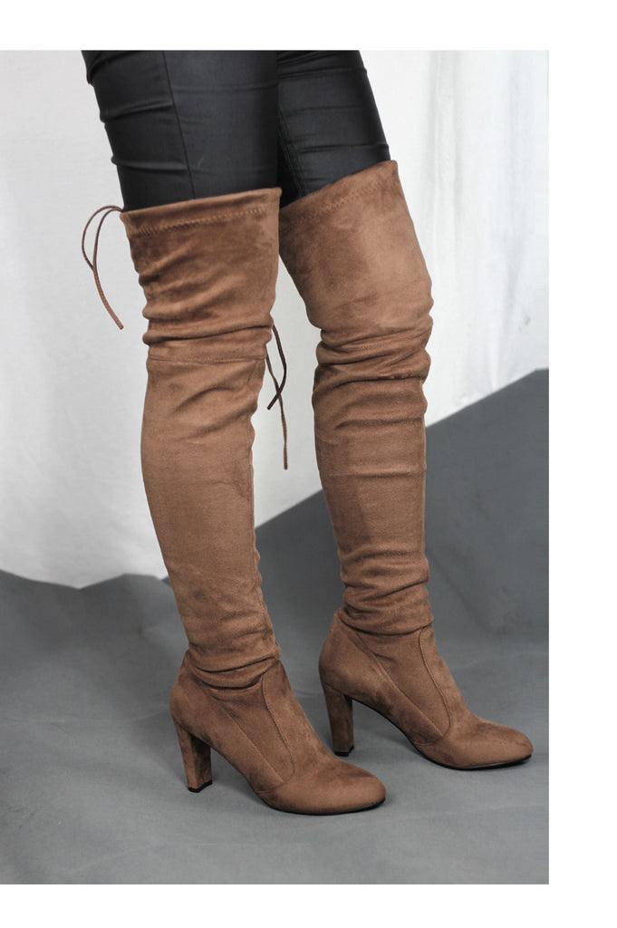 Women Faux Suede Over The Knee Thigh High Boots