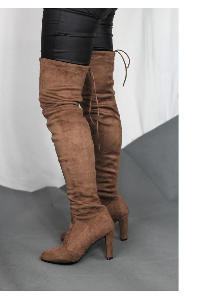 Women Faux Suede Over The Knee Thigh High Boots