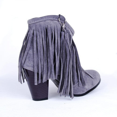 Tassels Fringe Chunky Cowboy Booties