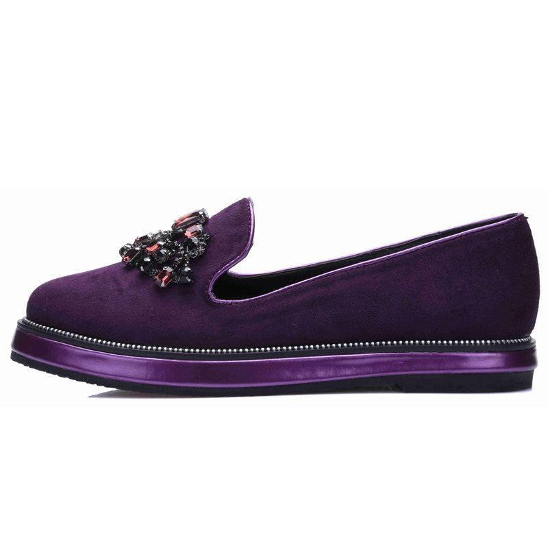 Fashionable Rhinestone Luxury Leather Nubuck Platform shoes