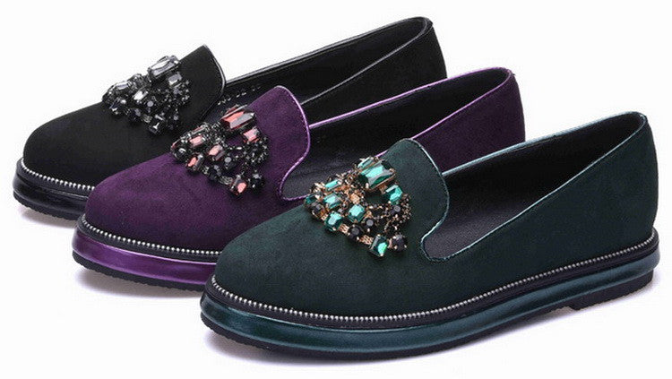 Fashionable Rhinestone Luxury Leather Nubuck Platform shoes