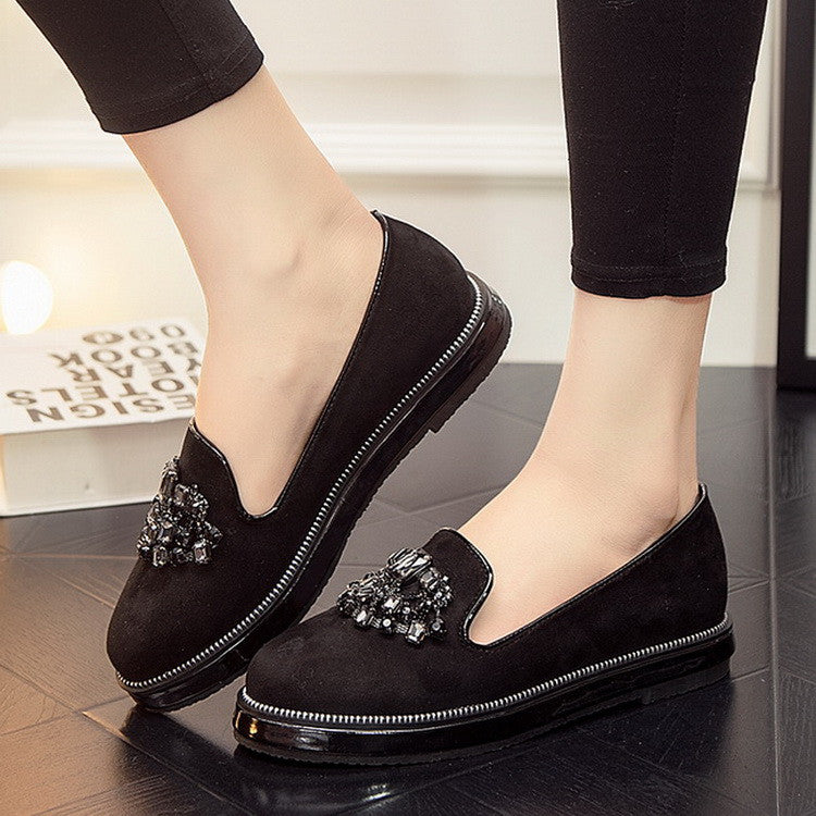 Fashionable Rhinestone Luxury Leather Nubuck Platform shoes