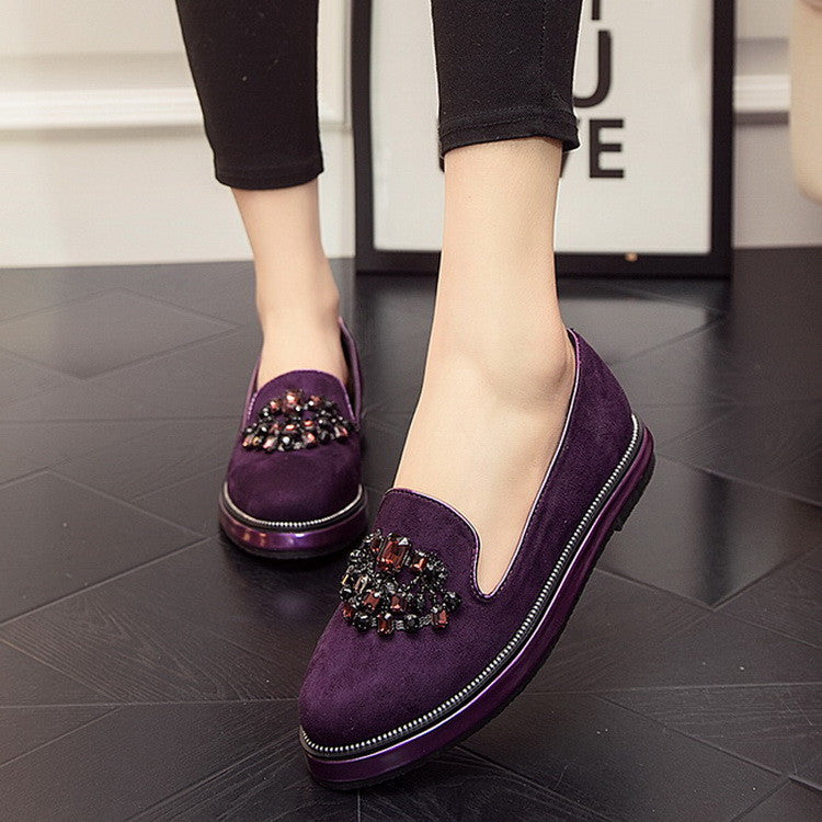 Fashionable Rhinestone Luxury Leather Nubuck Platform shoes