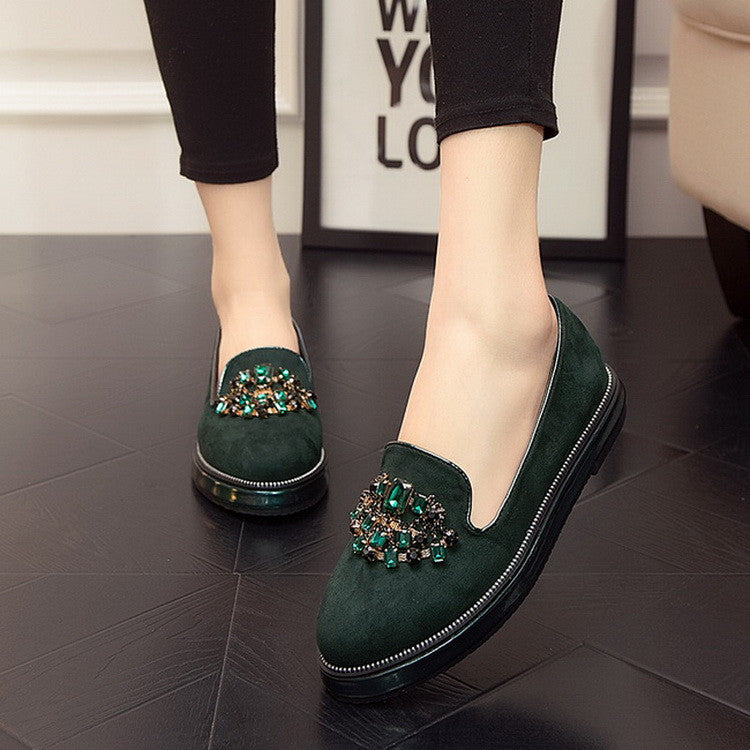 Fashionable Rhinestone Luxury Leather Nubuck Platform shoes