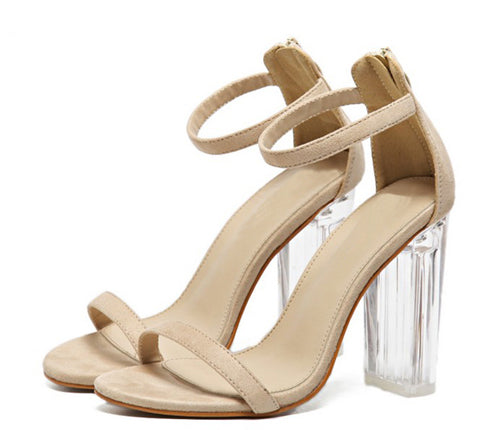 Sexy Clear Strap PVC Clear Crystal Heels