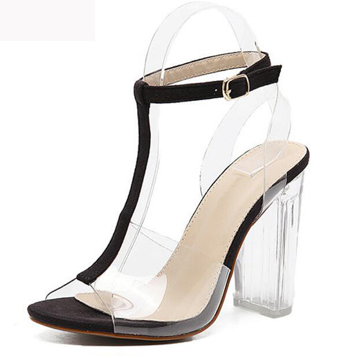 Sexy Clear Strap PVC Clear Crystal Heels