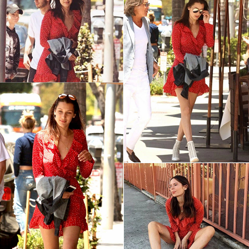 Bohemian beach sexy Ruffle chiffon dress