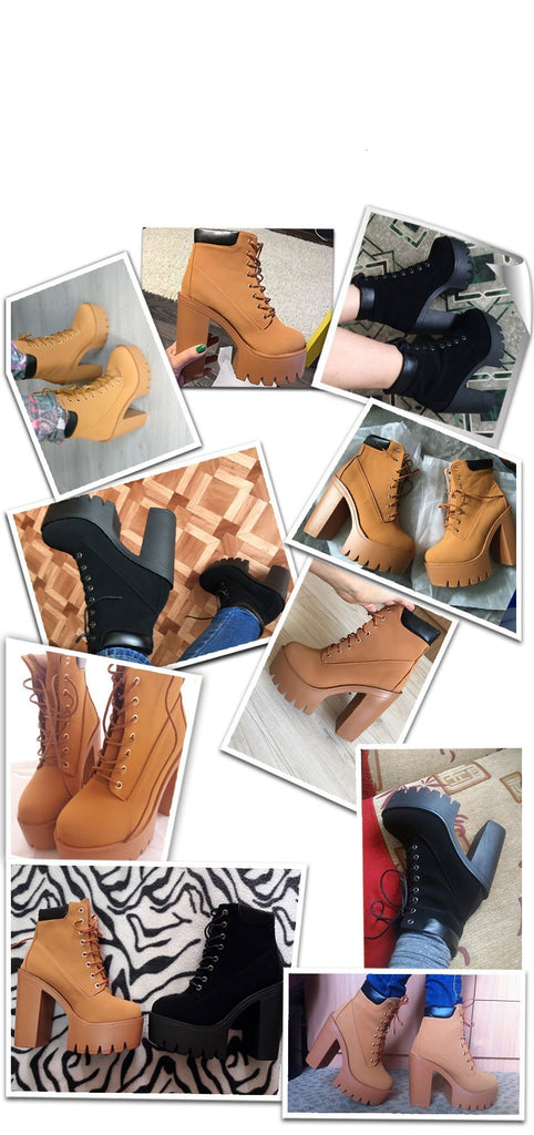 Spring Fashionable Platform Womens lace up Ankle Boots