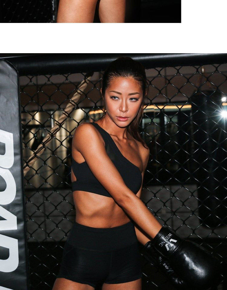 Oblique One Shoulder Strap Women's Exercise fitness Sports Bra