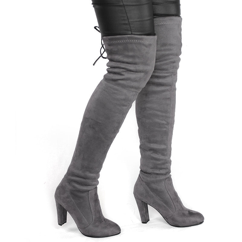 Women Faux Suede Over The Knee Thigh High Boots