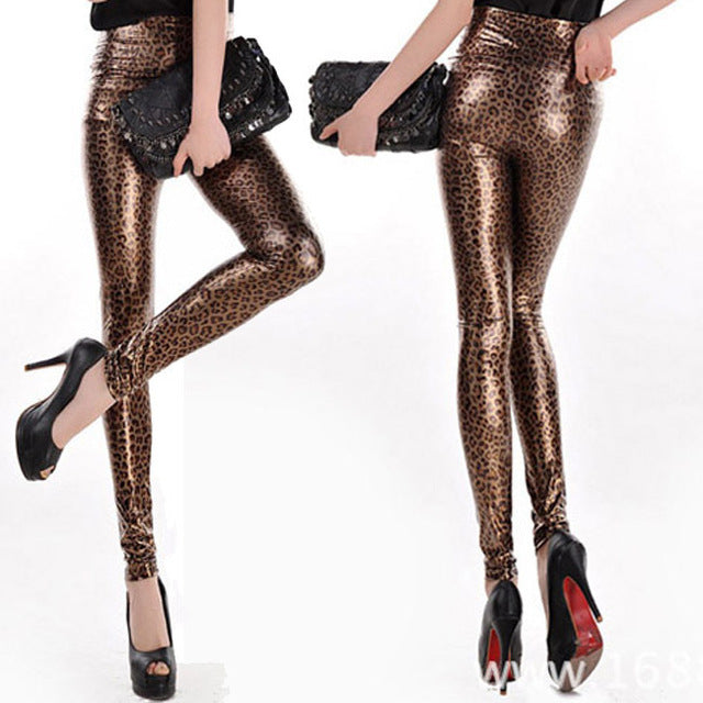 Women Sexy Skinny Faux Leather High Waist Leggings
