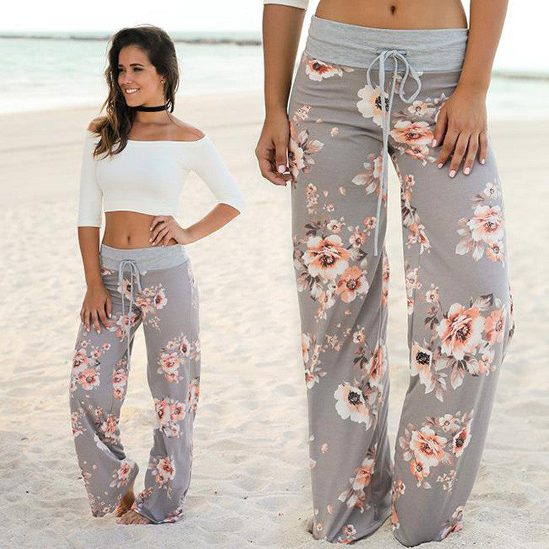 Womens Cozy Print Floral Sweatpants