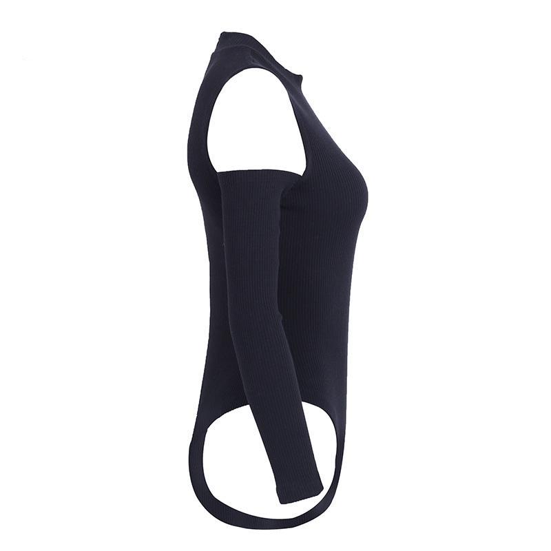 Sexy cold shoulder knitting bodysuit