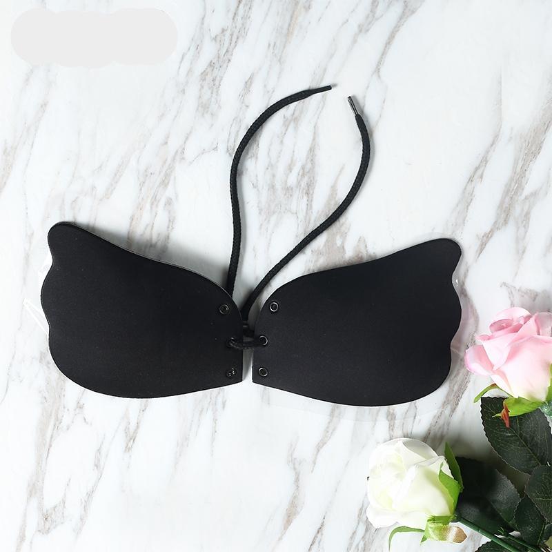 Lace up breast petals Spandex bare lift bra