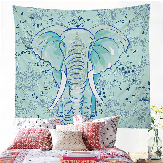 Blue Boho Elephant Tapestry Wall Hanging / Home Decor