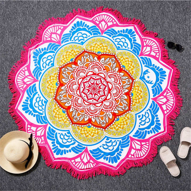 Tassel Indian Mandala Tapestry Beach Towel / Bohemian Yoga Mat / Bikini Cover up