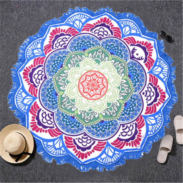 Tassel Indian Mandala Tapestry Beach Towel / Bohemian Yoga Mat / Bikini Cover up