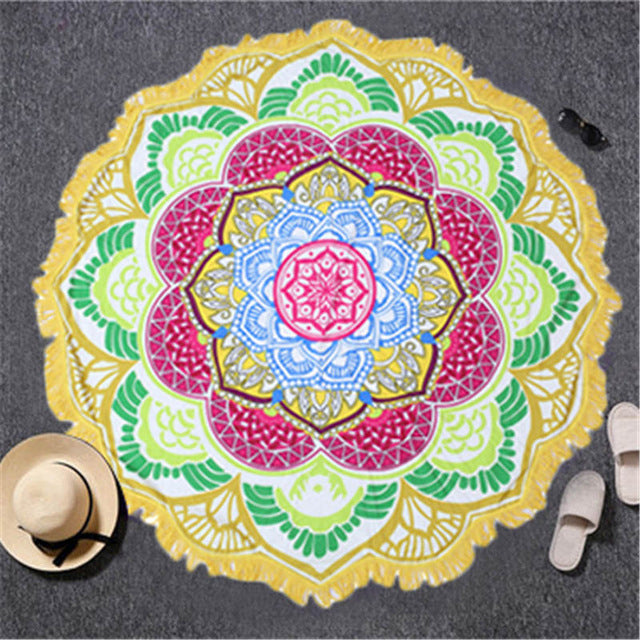 Tassel Indian Mandala Tapestry Beach Towel / Bohemian Yoga Mat / Bikini Cover up