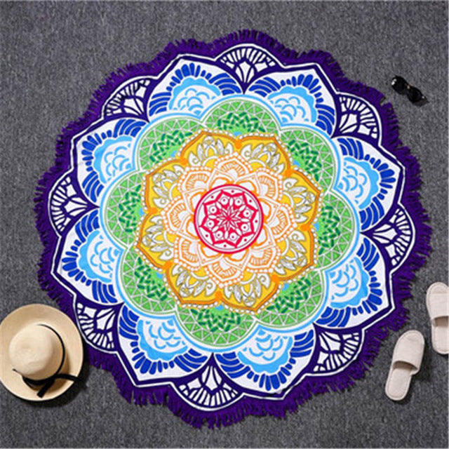 Tassel Indian Mandala Tapestry Beach Towel / Bohemian Yoga Mat / Bikini Cover up