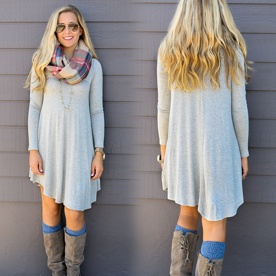 Casual Long Sleeve Mini Sweater Dress / Long Top