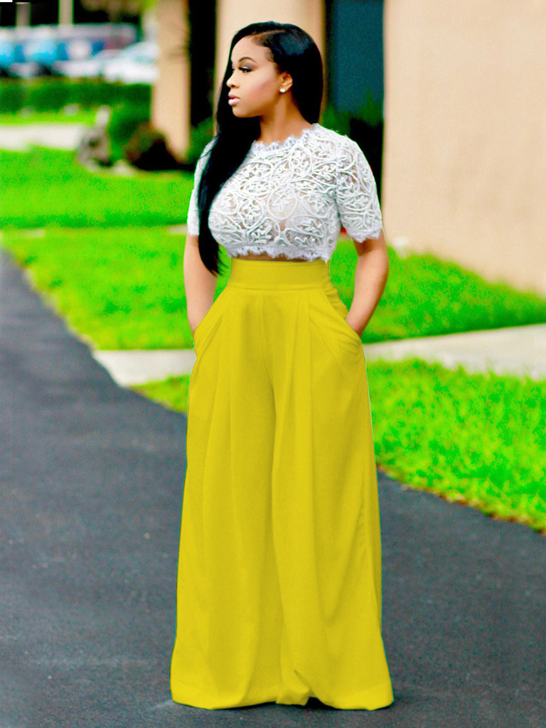 Bohemian Pleated High Waist Wide Leg Pants