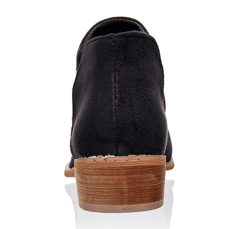 Flock V Shape Pointed Toe Ankle Boots