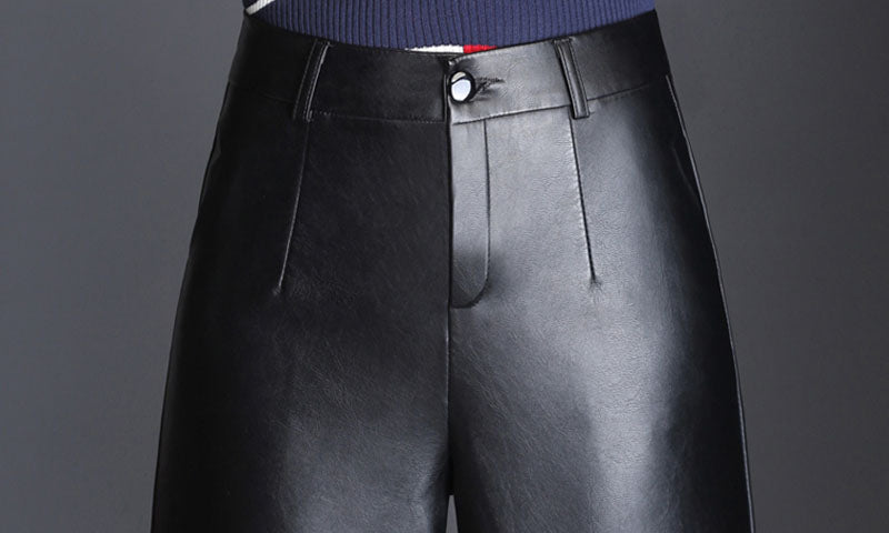 European High Waist PU Leather Wide Leg Pants
