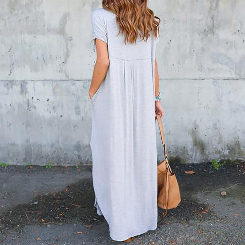 Long Sexy side split Maxi Casual Dress with pockets