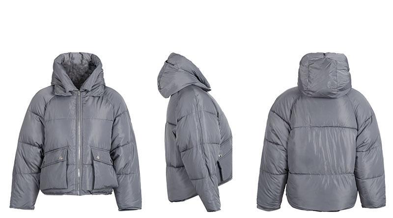 Womens warm cozy padded parka hooded zipper jacket