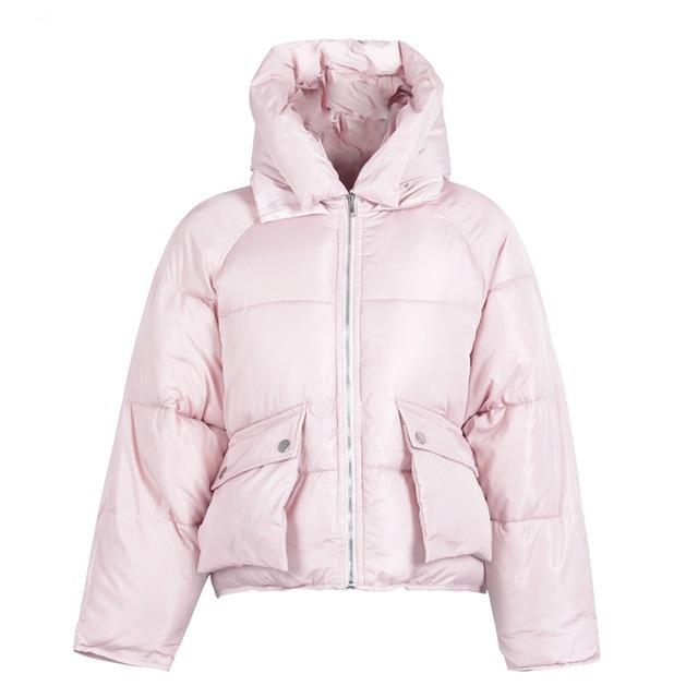 Womens warm cozy padded parka hooded zipper jacket