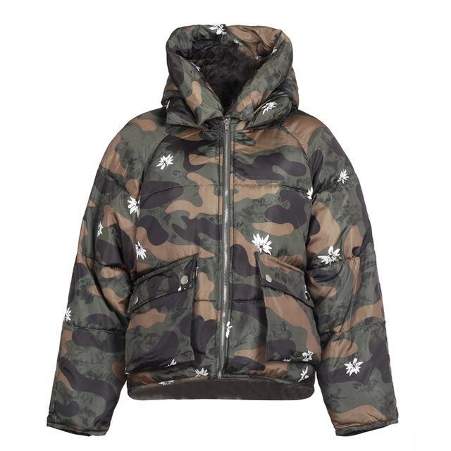 Womens warm cozy padded parka hooded zipper jacket