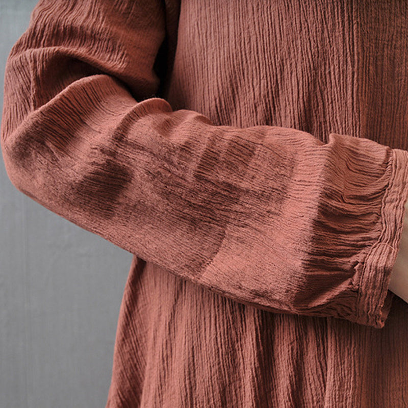 Autumn Round Neck Loose Fitting Maxi Dress