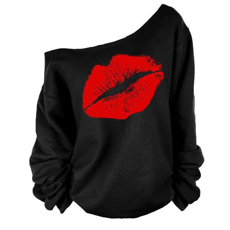 Long Sleeve Sexy Lips print sweat shirt