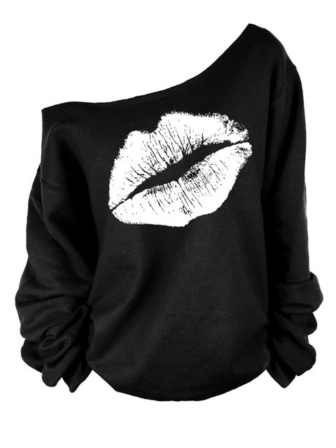 Long Sleeve Sexy Lips print sweat shirt