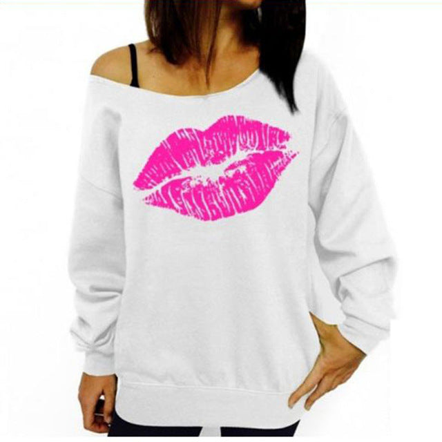 Long Sleeve Sexy Lips print sweat shirt