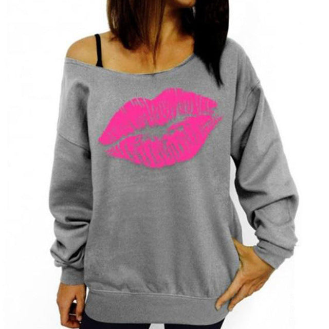 Long Sleeve Sexy Lips print sweat shirt