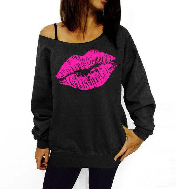 Long Sleeve Sexy Lips print sweat shirt