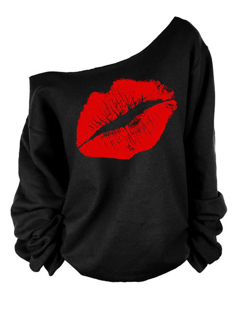 Long Sleeve Sexy Lips print sweat shirt