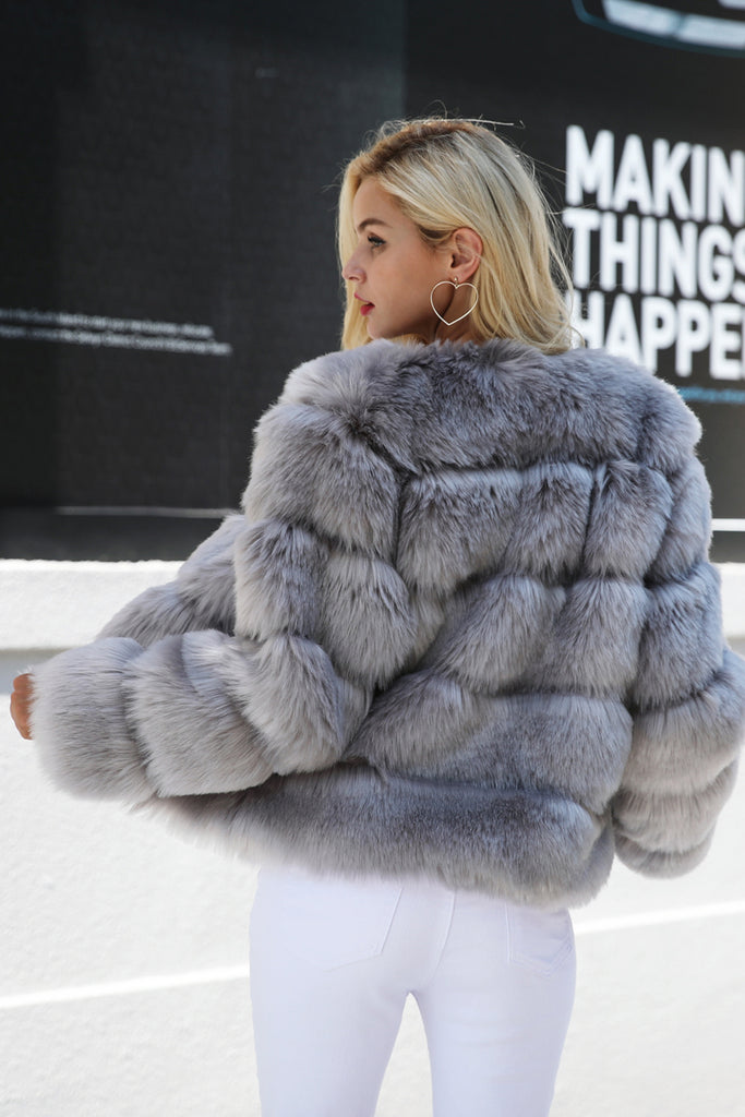 Vintage fluffy faux fur coat outerwear